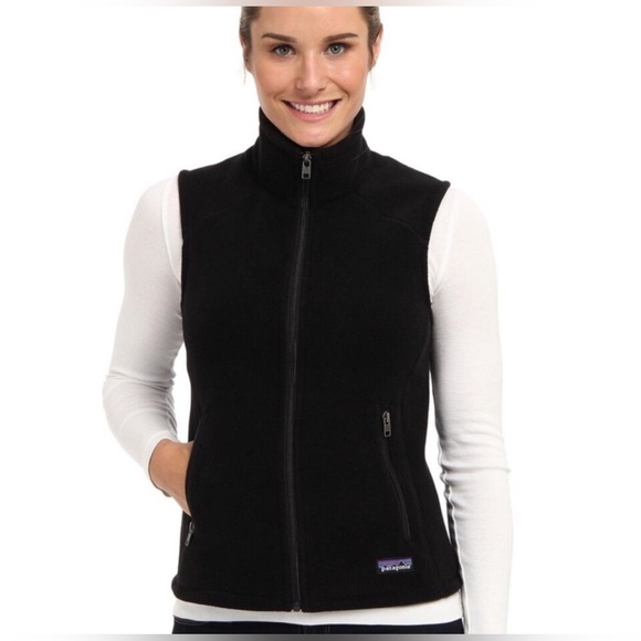 🏔Patagonia Women’s Synchilla Fleece Vest Black Size L Full Zip Outdoor Layer - Picture 1 of 12